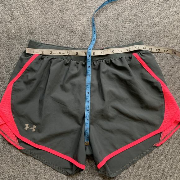 Under Armour Shorts Womens Medium Grey Neon Pink Loose HeatGear Drawcord Running - Picture 7 of 12